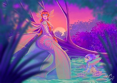 Fantasy Illustrations digital illustration fantasy forest illustration mermaids semi realistic art