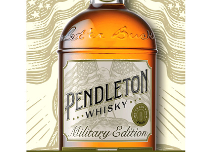 Pendelton Whiskey Militray Edition by Steven Noble artwork bald eagle design engraving etching illustration ink line art lino cut logo pemdleton whisky scratchboard steven noble woodcut
