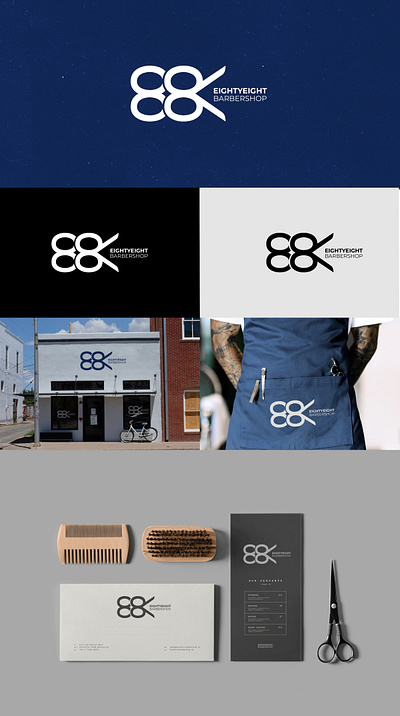 88 BARBER SHOP LOGO 88logo barbershop branding logo