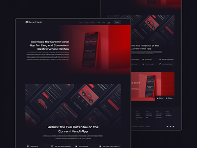Download App Page Design of Car Renting / Booking Website - Dark app black booking business car dark design download download app download app design download app page modern red rental template ui ux vehicle web website