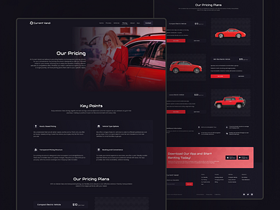 Pricing Page Design of Car Renting / Booking Website - Dark black booking business car creative dark design our plans our pricing plans pricing pricing design pricing page pricing page design rental ui ux vehicle web website