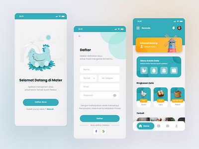 Materyam: UI/UX Design for Layer Hen Management App 3d animation app branding chicken farm feeder graphic design management mobile motion graphics ui ux