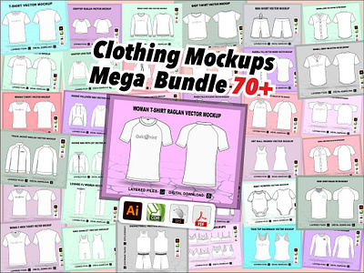 Mega Clothing mockups bundle apparel mockpus apparel templates clothing mockups clothing templates mockup vector mockups