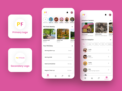 Pet Friends adoptionsapp appdesign applicationdesign branding graphic design logo petadoption petfriends petsapp ui uidesign uidesugner uiux userexperience userinterface ux uxdesign uxdesigner