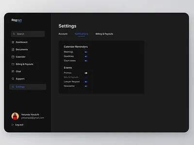 Settings page Daily UI 008 for SaaS 008 buttons daily ui dashboard notification profile settings saas settings ui