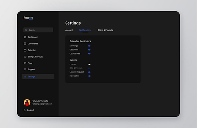 Settings page Daily UI 008 for SaaS 008 buttons daily ui dashboard notification profile settings saas settings ui
