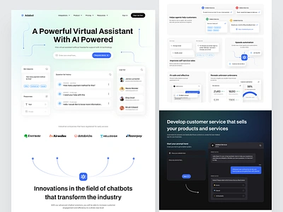 Virtual Assistant AI Landing Page ai ai design ai landing page ai saas ai tool ai website clean hire web designer hire web developer home page landing page landing page design marketing website minimalist saas startup website web web design website website designs