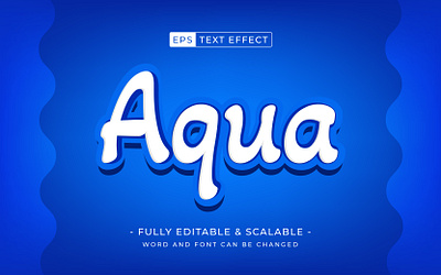 Aqua 3d editable text effect style background design illustration lettering logo logotype modern style ui vector