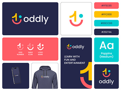 oddly - Logo Design Concept brand identity branding concept creative design designer portfolio education entertainment happy joy learn logo logo designer modern number odd one smile study tech