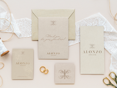 Alonzo Atelier brand strategy branding design graphic design logo mockup packaging design