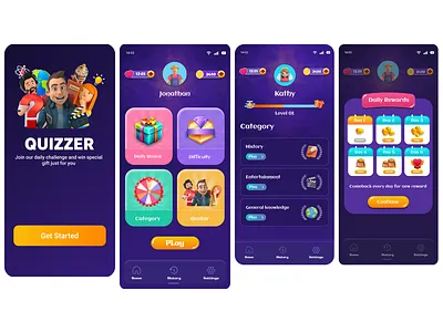 Quiz app Design android app app design best game design creatives figma game design illustration screenshts ui