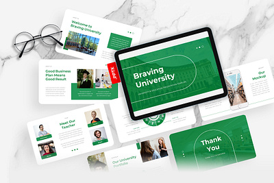 Braving PowerPoint Template braving business education green gsl key modern ppt pptx presentation template pwerpoint ui university website white