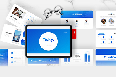 Ticky PowerPoint Template agenvy blue business gsl key modern multipurpose powerpoint ppt pptx ticky ui website white