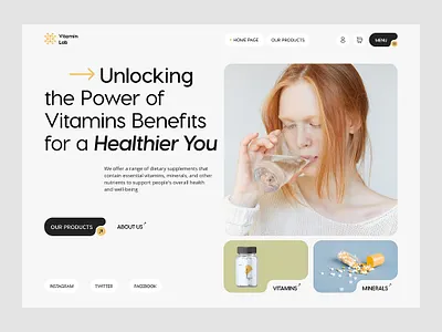 VitaminLab - Hero creative design health healthcare hero one pager site ui ui landing uiux ux web design