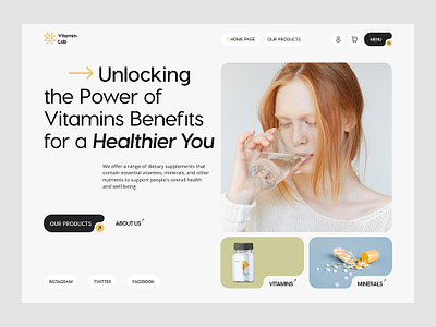VitaminLab - Hero creative design health healthcare hero one pager site ui ui landing uiux ux web design