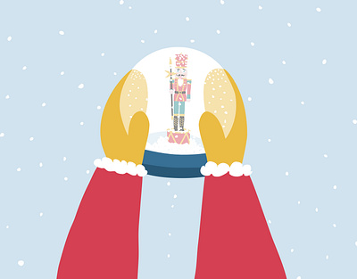 Snow globe nutcracker's style adobe illustrator christmas christmas illustration christmas illustrations design flat globe holidays holly illustration merry christmas nutcracker santa santa claus simple snow snow globe snowflakes vector xmas