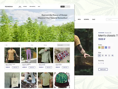 Hemp clothing store figma landing ui