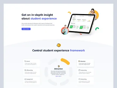 StudentPulse - UI Exploration circles colors education hero dashboard homepage landing page light blue minimal mockup student experience studentpulse students ui user interface web design