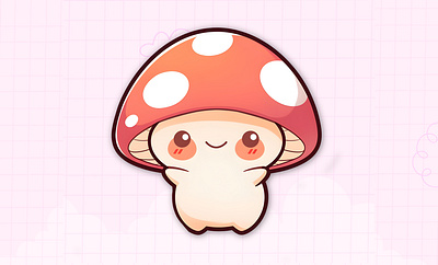 Kawaii Cute Cartoon Character Happy Mushroom streetweardesign