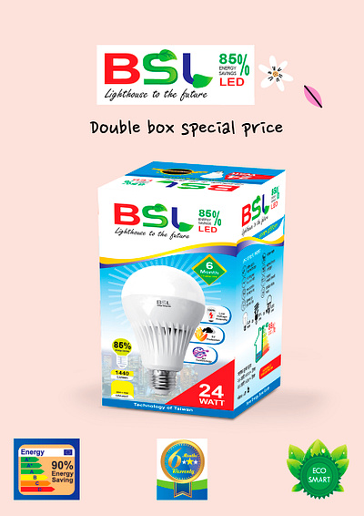 LED LIGHT / BULB BOX box branding bulb color cool eco graphic design light packaging packed warm white