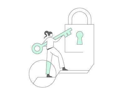 Login 2d illustration account bitcoin blockchain branding exchange flat girl girl with key green illustration key lock login sign up trade trading ui unlock user