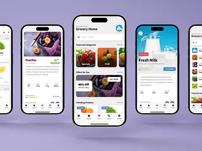 Grocery App Template - Sticky Mobile Kit & PWA app article design cart checkout design ecom ecommerce food app food order footer menu grocery list mobile nutrition nutritional details online orders online shopping order search bar shop