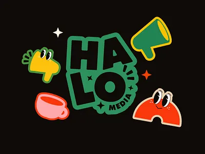 Halo Media Branding Design brand identity branding branding design design graphic design illustration logo media media design playful logo sticker design