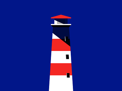 Lighthouse beach color graphic design illustration lighthouse night sea sky