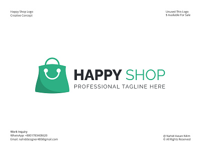 Happy Shop Logo | Shop Logo | Bag Logo | Online Shop Logo bag logo brand design brand identity design branding business logo company logo creative logo graphic designer happy shop logo logo logo branding logo design logo designer logo template minimal logo online shop logo shop logo shopping logo unique logo vector logo