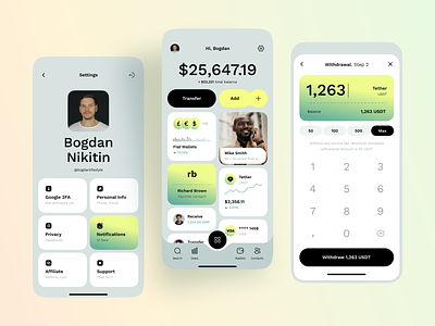 Crypto Mobile App UI app chart crypto dashboard design finance graph interface ios mobile payment tether ui usdt ux wallet