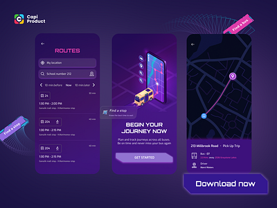 Bus Tracker - Cyber Punk Design Style app bus tracker bus tracker app creative cyber punk cyberpunk style design map app mobile ui ui design ui ux