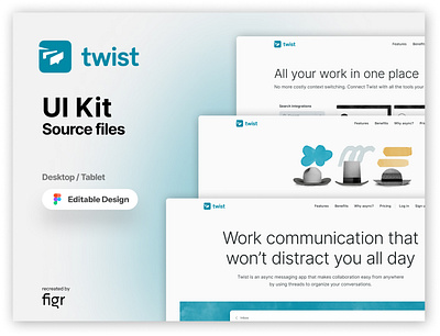 Twist Web UI (Recreated) branding communication design editable figma flexible free intercom kit messaging modern ui office saas slack team ui ux user experience webapp website work