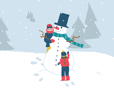 Do you want to build a snowman? adobe illustrator build character christmas colorful design drawing family flat fun hat holidays holly illustration merry christmas simple snow snowman snowstorm vector
