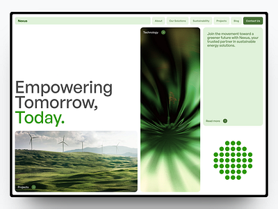 Nexus - Green Energy Company Website branding clean design energy graphic design landing page renewable sustainability ui web design website