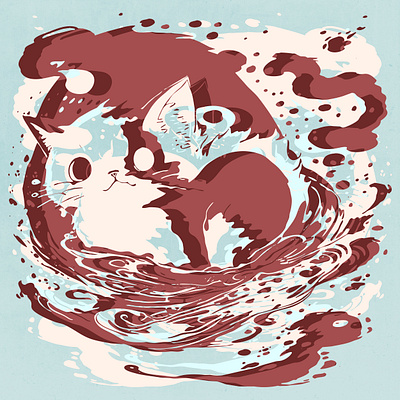 Abstract Splash Cats abstract cat curious cute freak ink psychedelic sad splash strange water weird