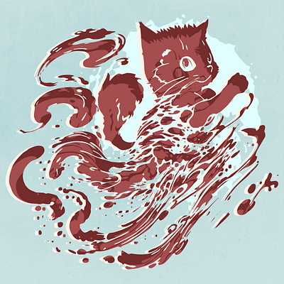 Abstract Splash Cats abstract cat curious cute freak ink psychedelic sad splash strange water weird