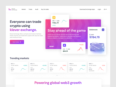 Cryptocurrency Exchange Web App clean crypto cryptocurrency design exchange exchange platform financial fintech landing page modern technology trade trading ui ui design ux web web3 webapp website