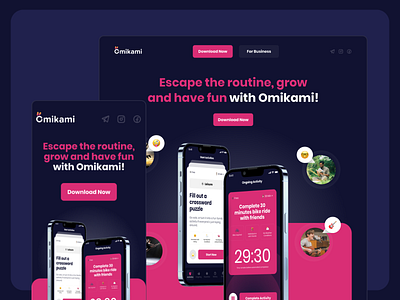 Omikami - Your Free-time buddy brand branding design fintech mockup ux