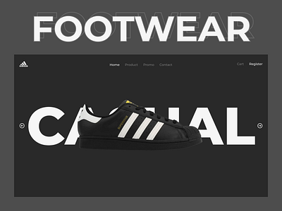 Footwear Landing Page black and white brand branding dark dark mode design footwear landing landing page modern shoes simple sneakers ui ui design ux web design website website design
