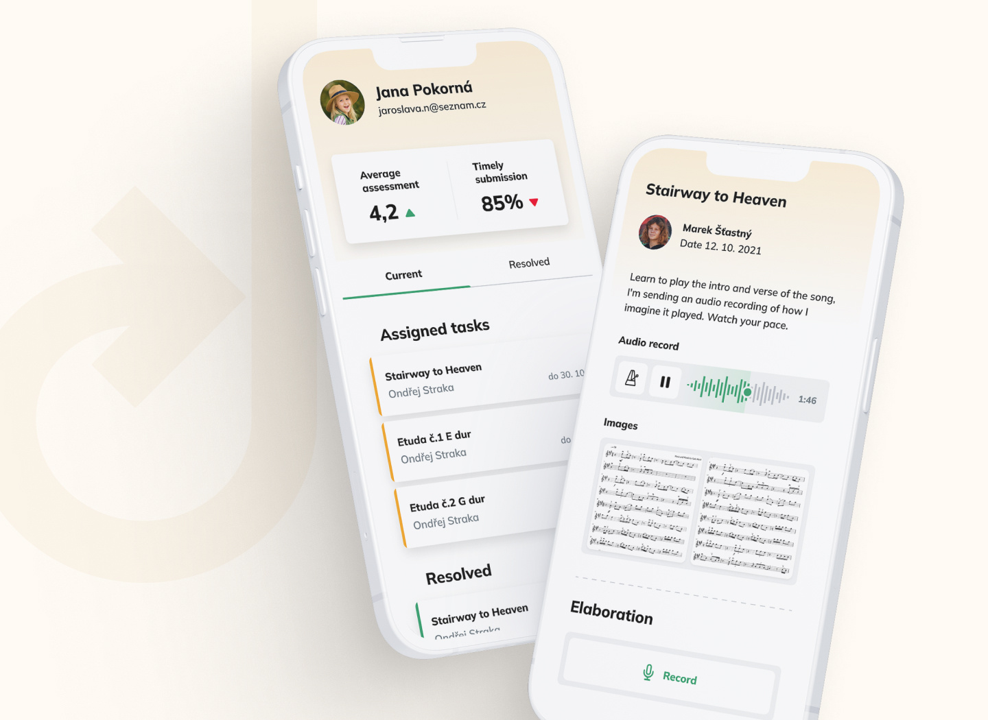 Repeato - Music education app app audio children class colors education homework illustration metronome microphone mobile music notes profile record retro statistics student tasks teacher