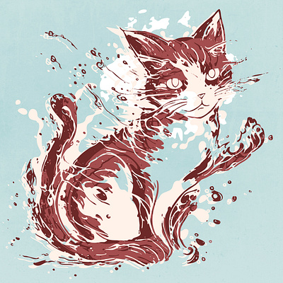 Abstract Splash Cats abstract cat curious cute freak ink psychedelic sad splash strange water weird