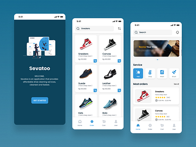 Sevatoo: UI Design for Professional Shoe Cleaning Services app branding clean clean app cleaning converse design figma graphic design mobi mobile nike shoes shoes shopp ui