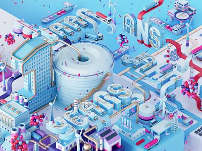 VARO Energy - 10 year Anniversary 3d anniversary c4d cinema4d colorful energy future green energy illustration isometric playful redshift render renewable energy sustainability wind turbine