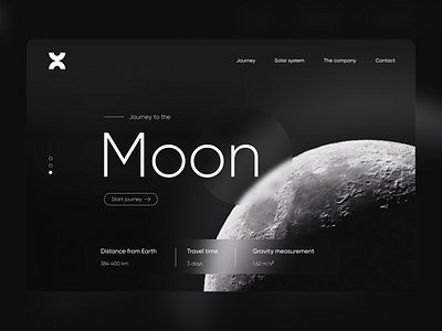 Journey to the moon 3d astronomy glassmorphism moon ui ux website