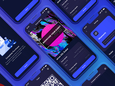 Ticketing Mobile Dapp app blockchain branding dapp design graphic design illustration mobile nft platform ticket ux