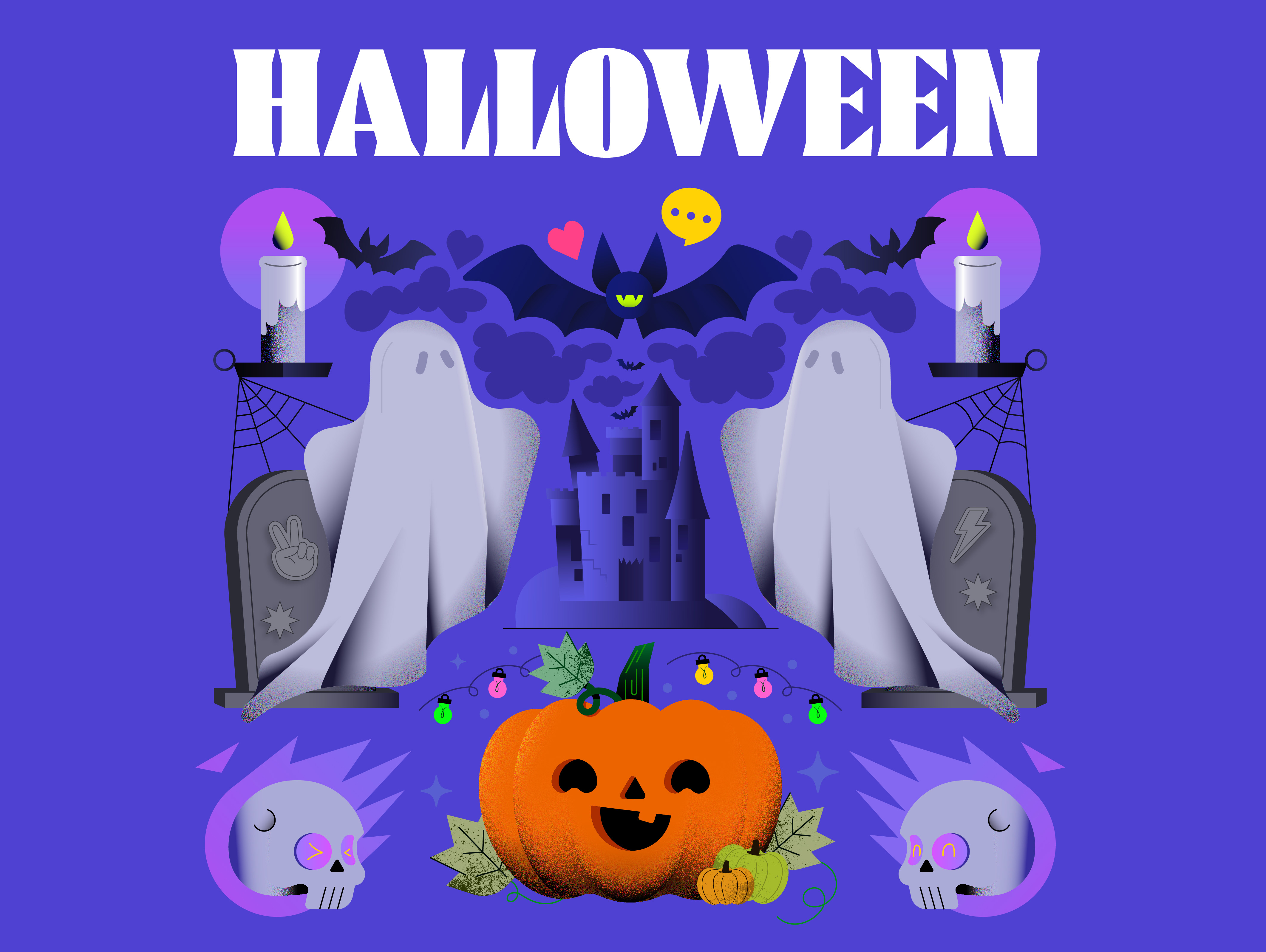 Halloween app design ghost graphic design halloween illustration tiktok ui vector