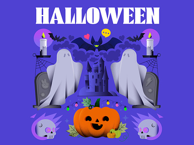 Halloween app design ghost graphic design halloween illustration tiktok ui vector