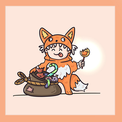 Trick or Treat! celebration costume fox fun funny halloween holidays illustration kids sweets