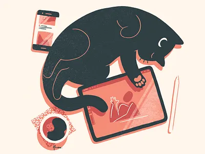 The coworker cat cute art illustration illustration 2d procreate