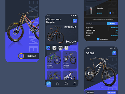Bicycle App Design adobe xd app design bicycle design figma uiux design